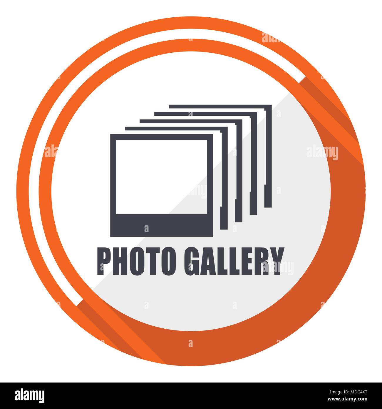 Photo gallery flat design orange round vector icon in eps 10 Stock ...