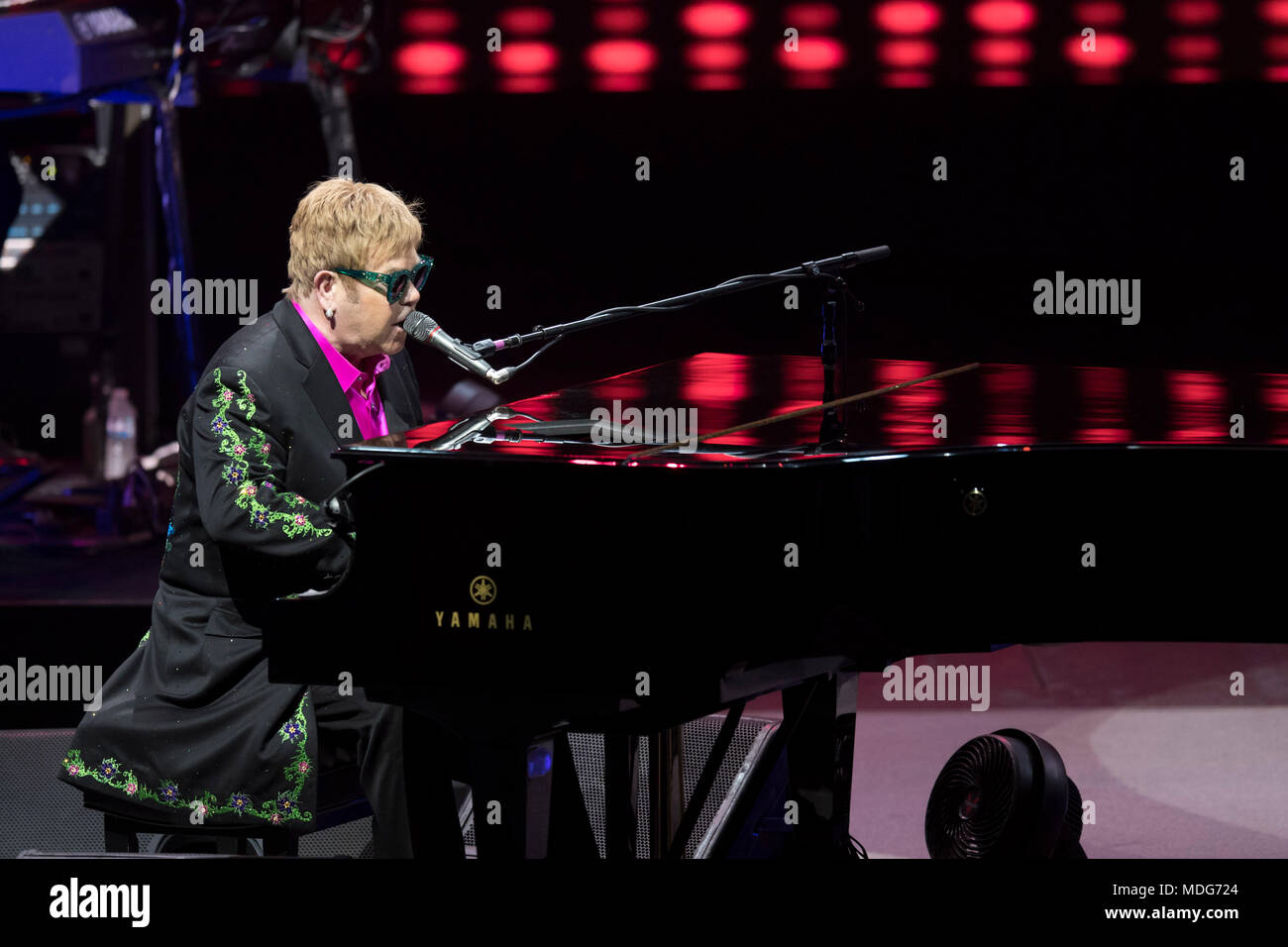 Singer Elton John on stage during a concert in Monaco, on 2017/12/06 Stock Photo