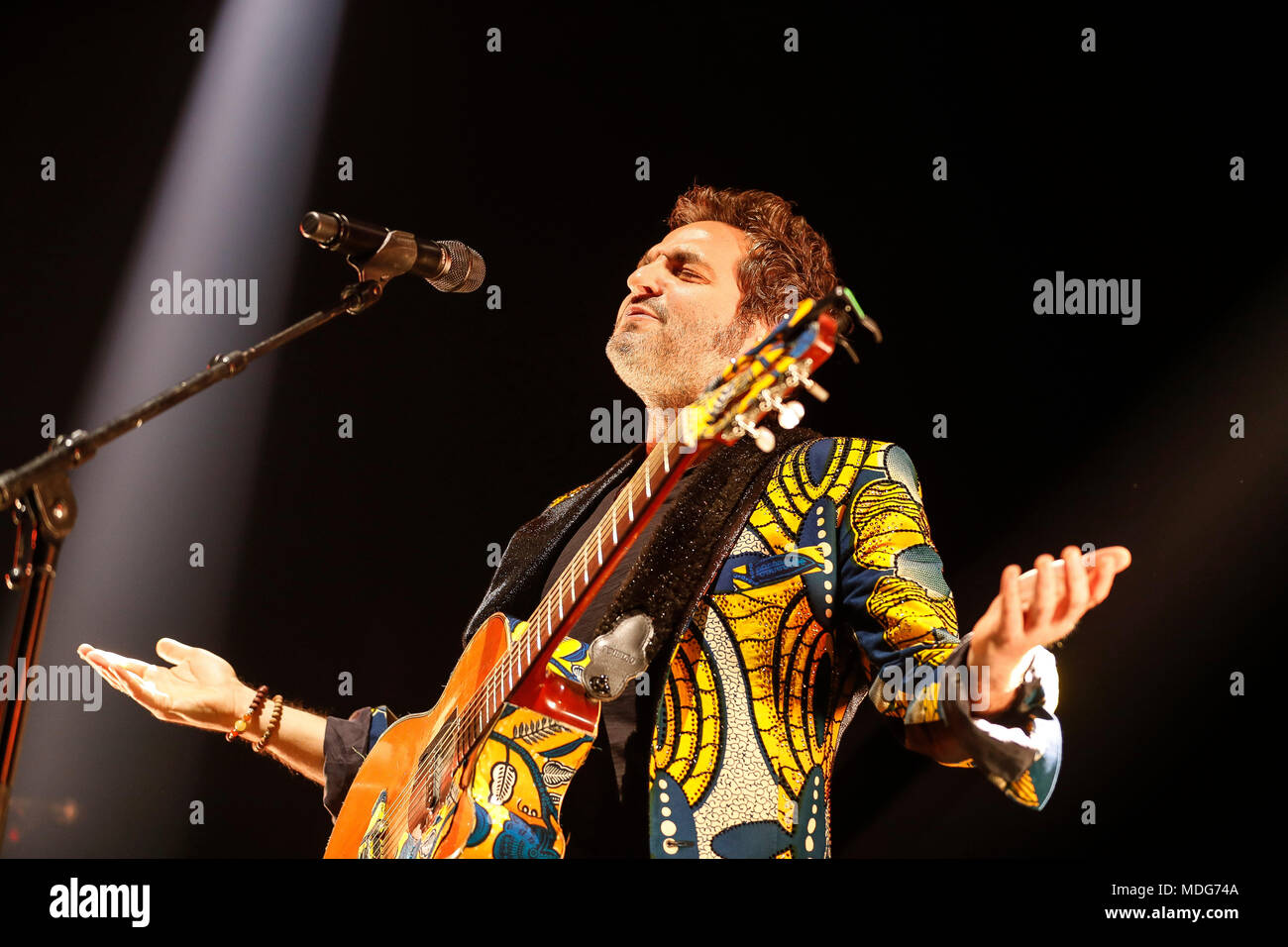 Singer Mathieu Chedid (known as M) in concert at the Zenith concert ...