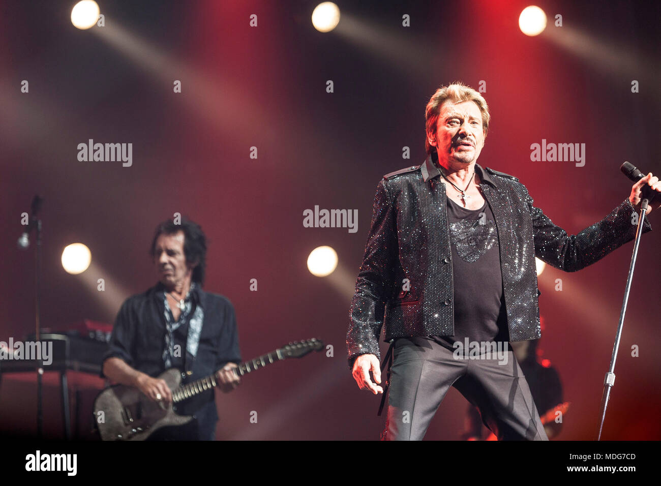 Nancy (north-eastern France): Johnny Hallyday in concert at the Zenith concert hall Stock Photo