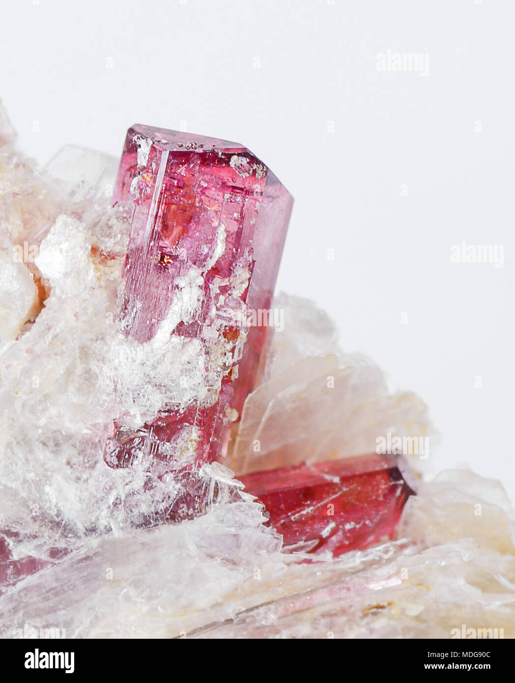 Gemstone red tourmaline rubellite in muscovite matrix from Malkhan Stock  Photo - Alamy