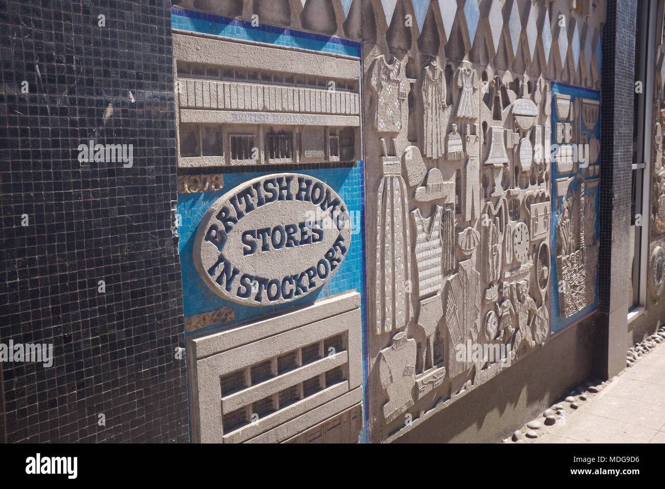 Decorative art work on a wall in Stockport centre Stock Photo Alamy