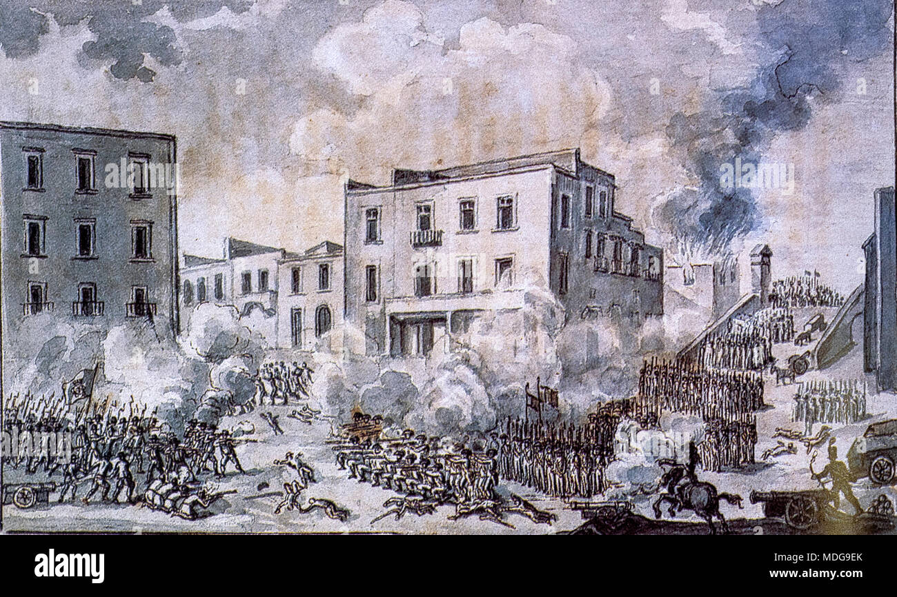 Napoli Revolution 1799 -  battle at Ponte della Maddalena Taken from Memory of Popular Events Stock Photo