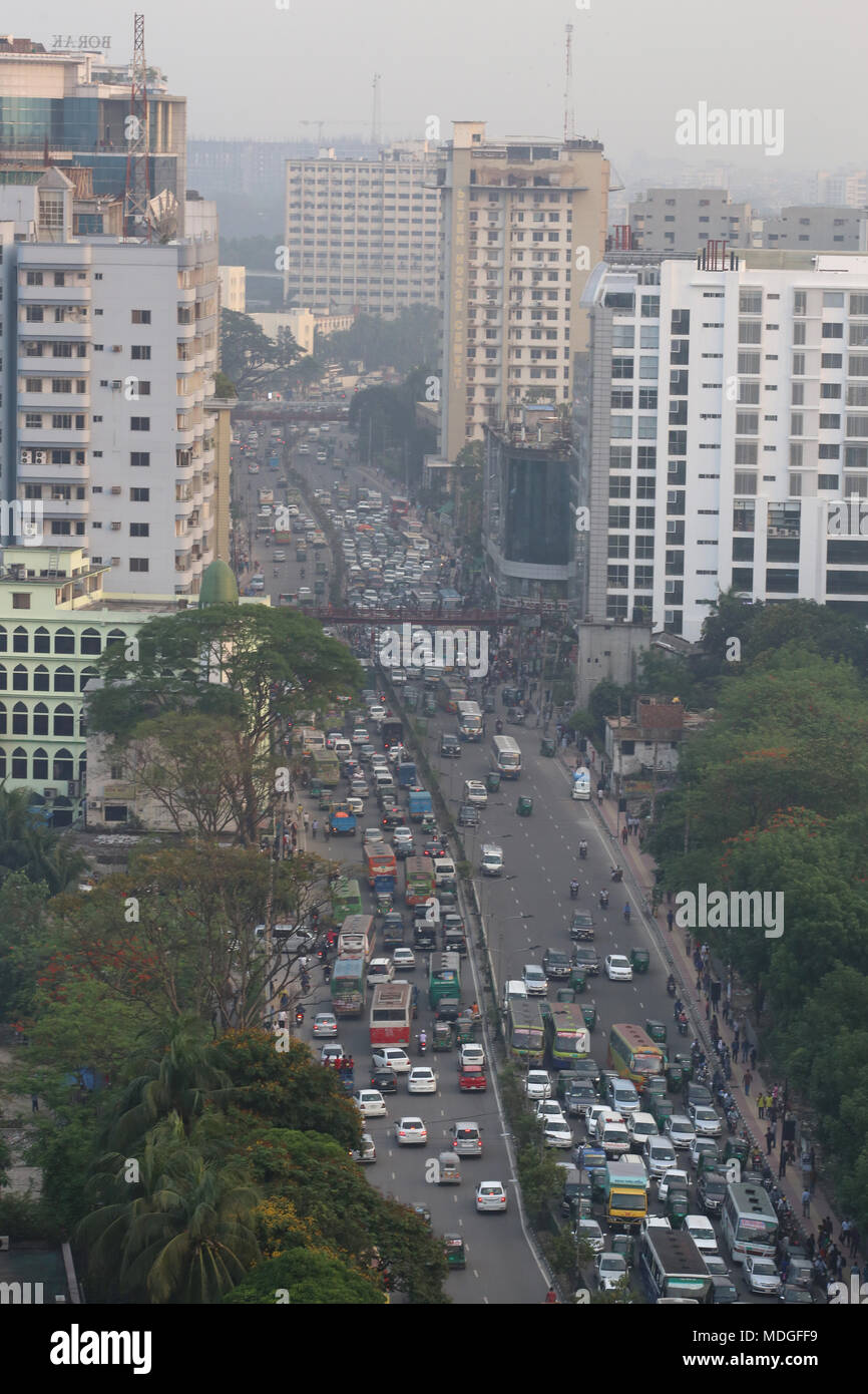 Dhaka, Bangladesh. Traffic jam seen in Dhaka, Bangladesh on April 19