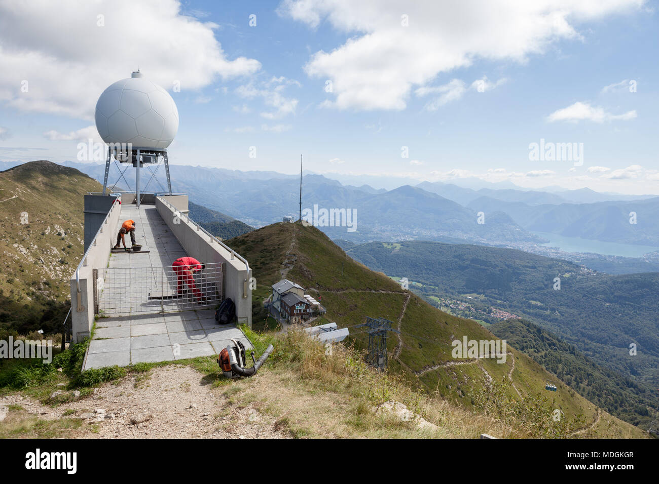 Weather radar on the top of Monte Lema (Mount Lema). Miglieglia,  Switzerland Stock Photo - Alamy