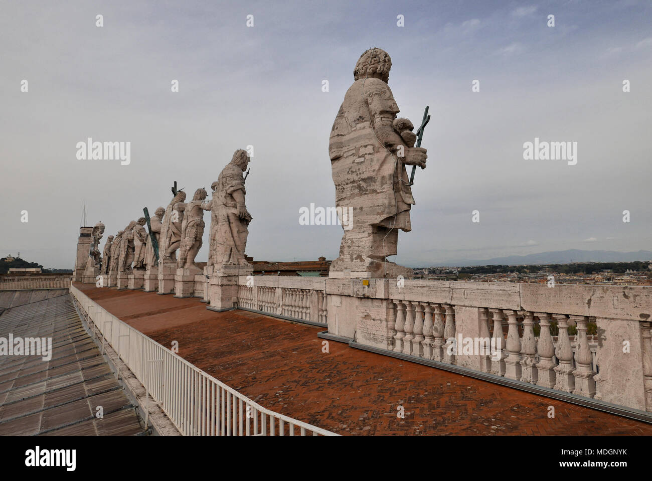 VATICAN CITY, VATICAN STATE saints and Jesus Statues on Saint Peter