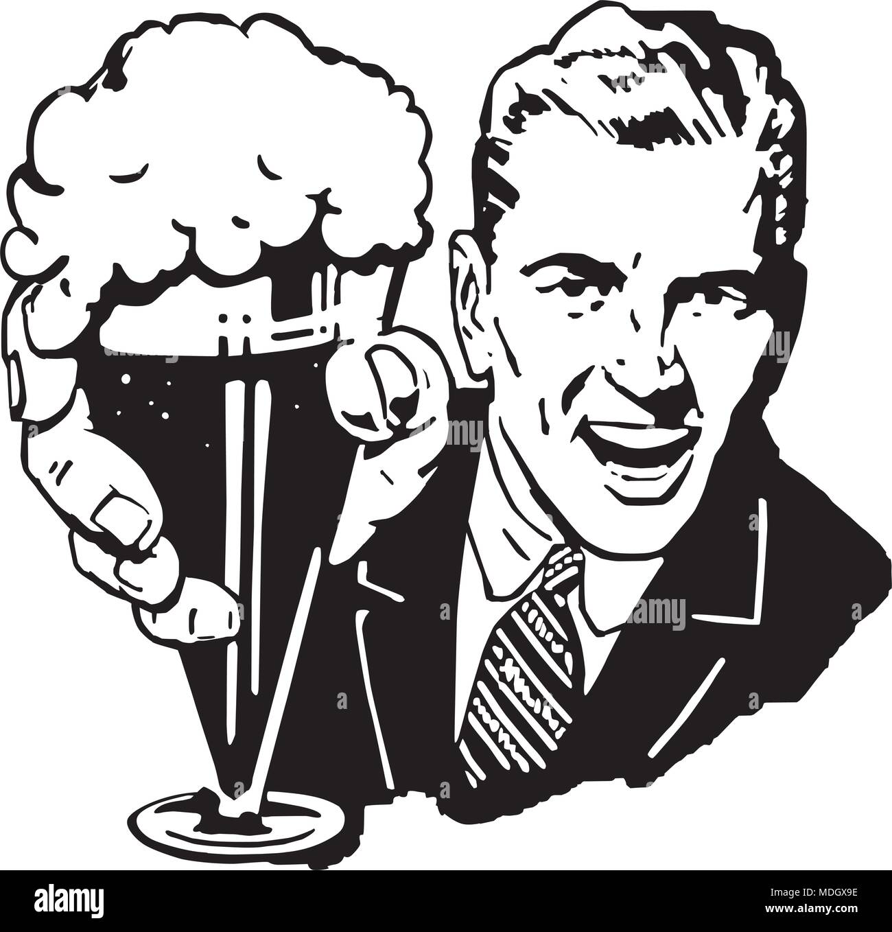 Beer Man - Retro Clipart Illustration Stock Vector