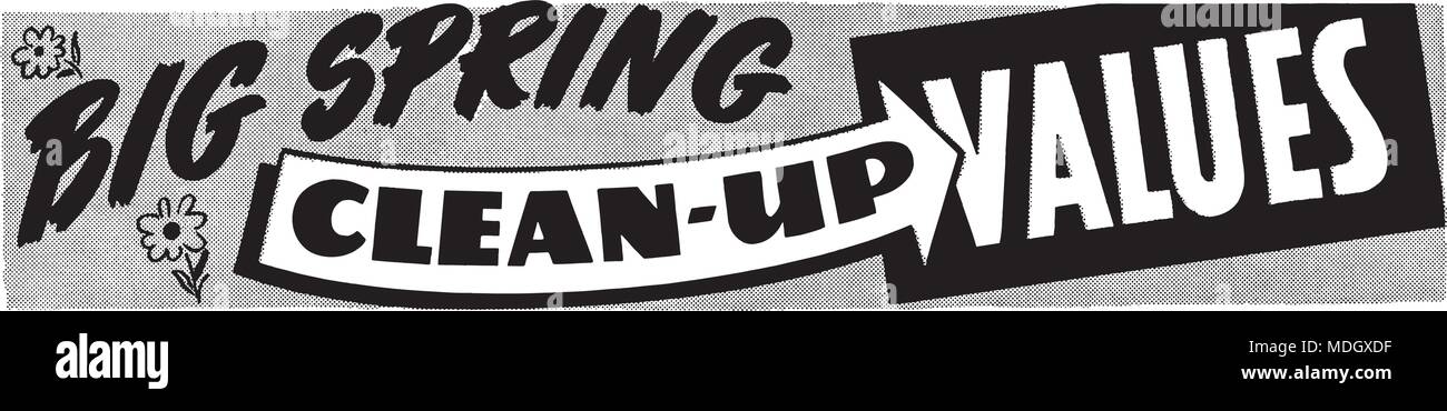 Big Spring Clean Up Values - Retro Clipart Banner Stock Vector