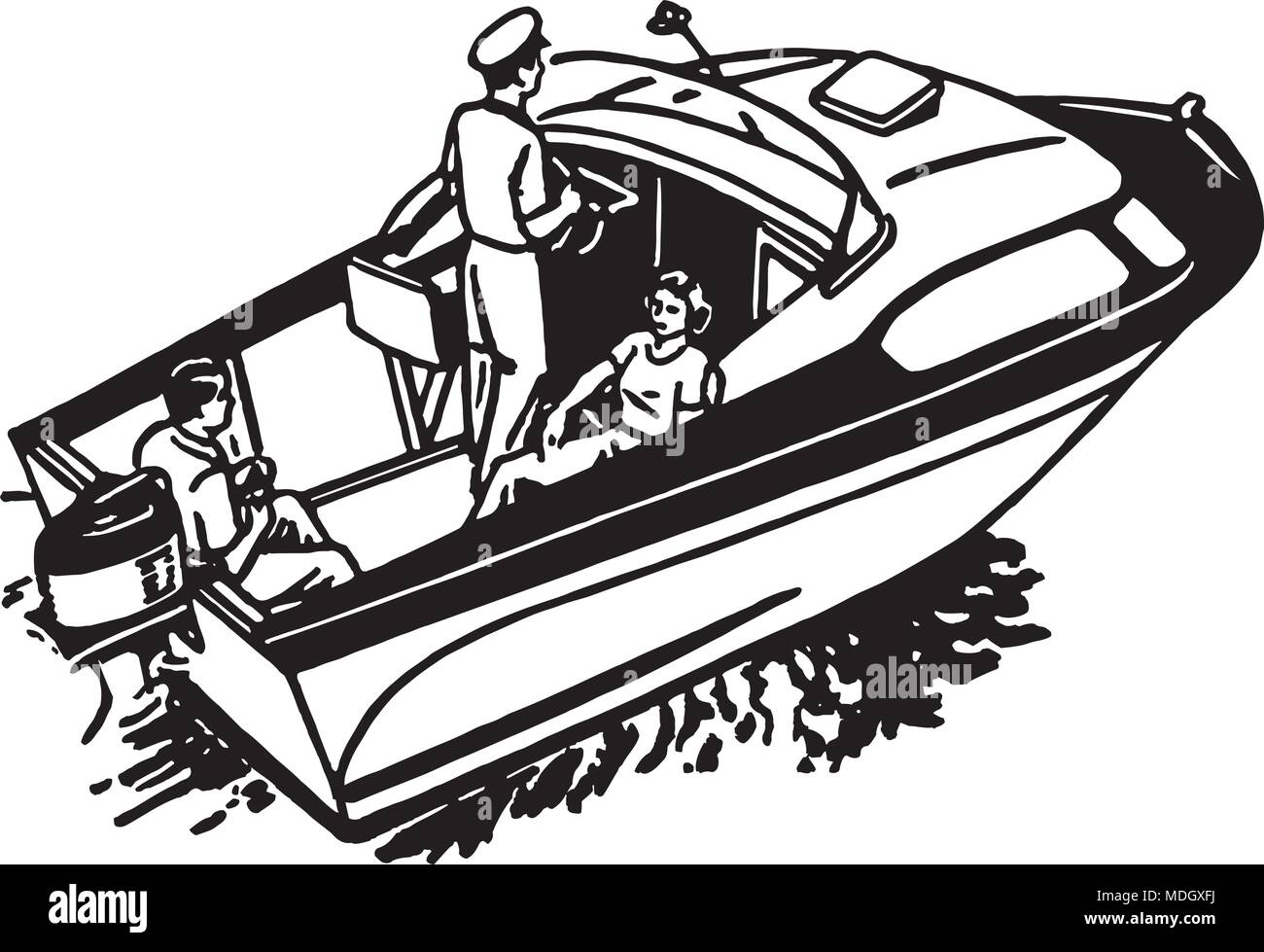 Boating Fun - Retro Clipart Illustration Stock Vector Image & Art - Alamy