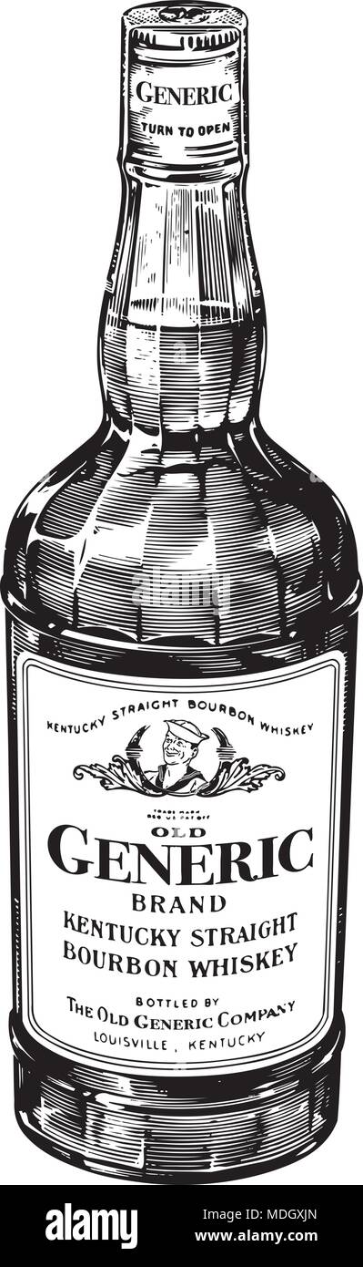 Bourbon Whiskey - Retro Clipart Illustration Stock Vector