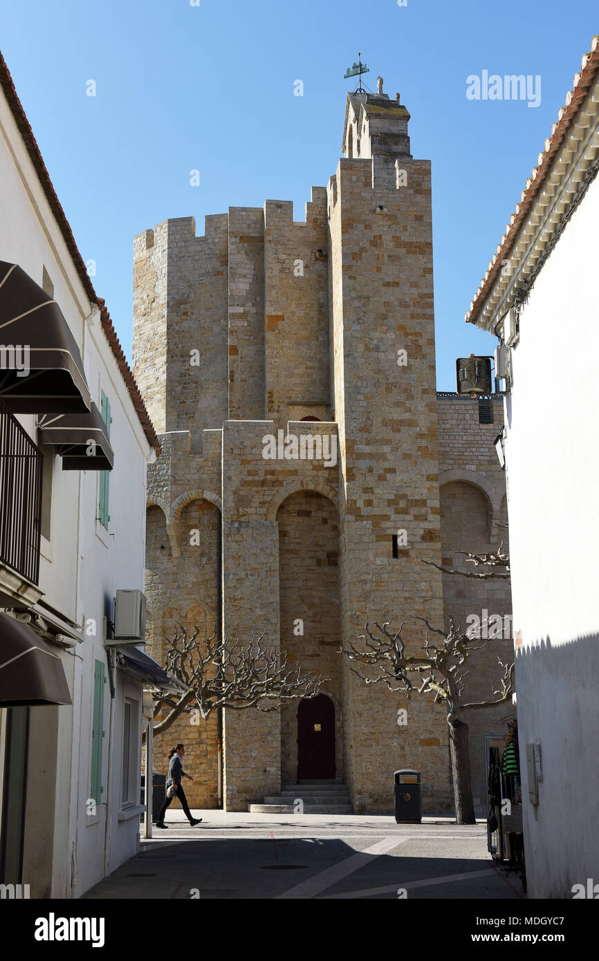 Pilgrimage Church in Saintes-Maries-de-la-Mer in the Camargue France Stock Photo