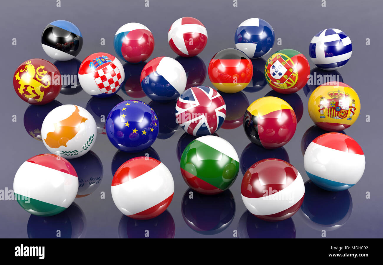 Flag balls of Euro member countries Stock Photo Alamy