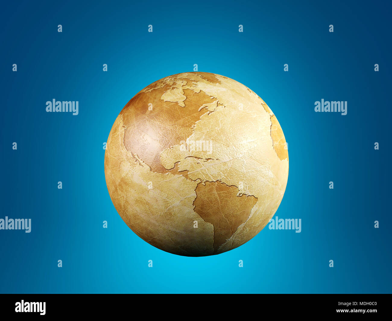 Vintage globe isolated on blue background, 3D rendering Stock Photo