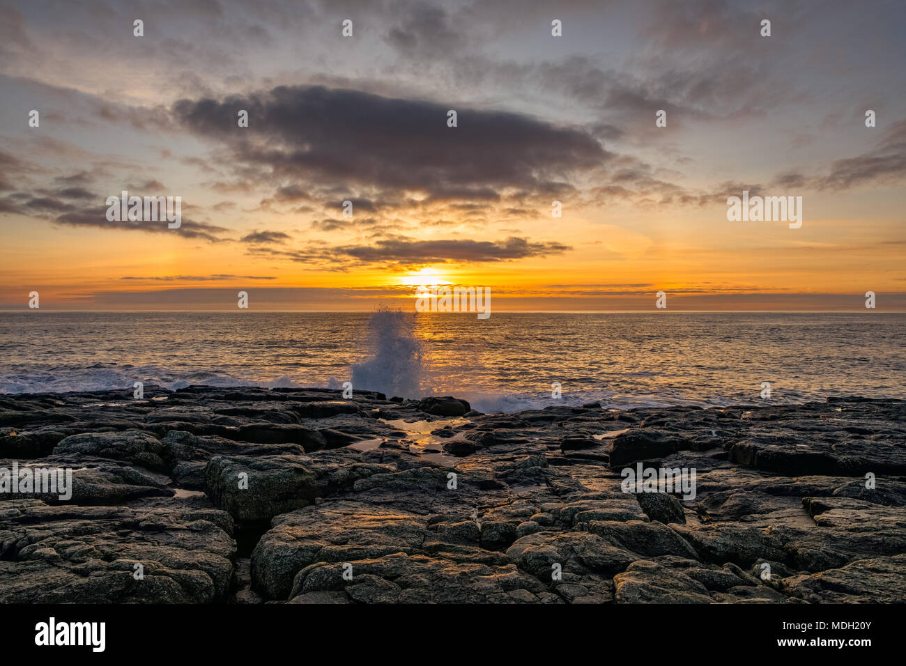 Sunrise at Craster, Northumberland April 2018 Stock Photo Alamy