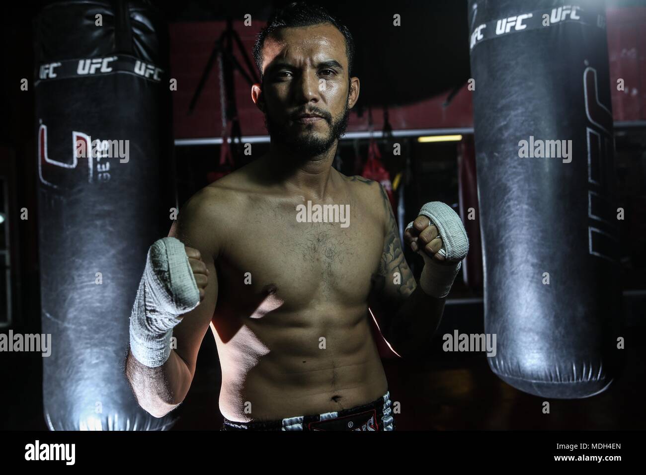 Portrait of sportsman. MMA, Mixed Martial Arts. Karate, Taekwondo, Jiu