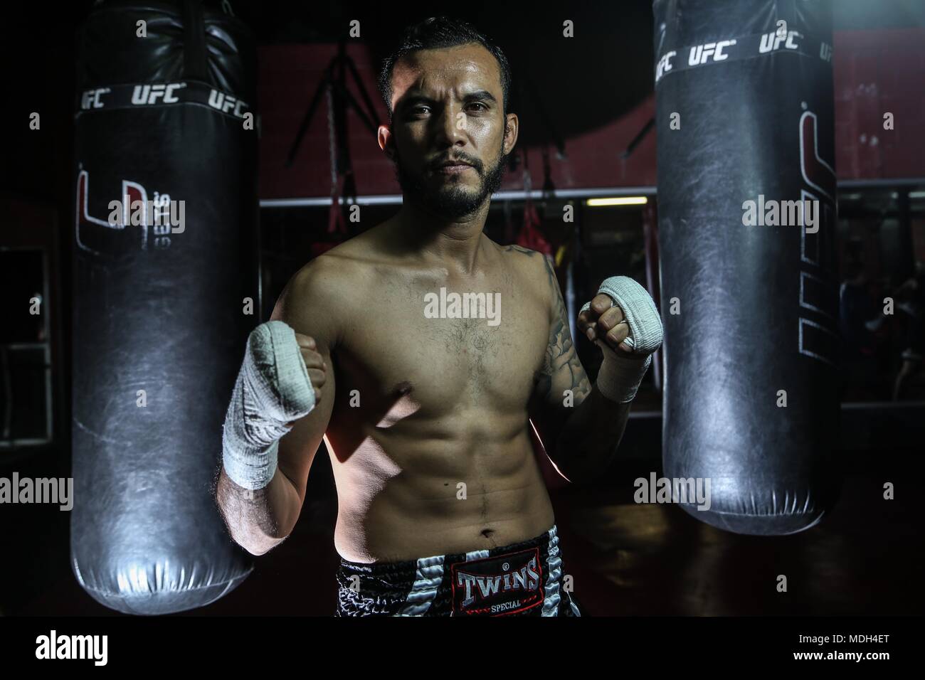 Portrait of sportsman. MMA, Mixed Martial Arts. Karate, Taekwondo, Jiu