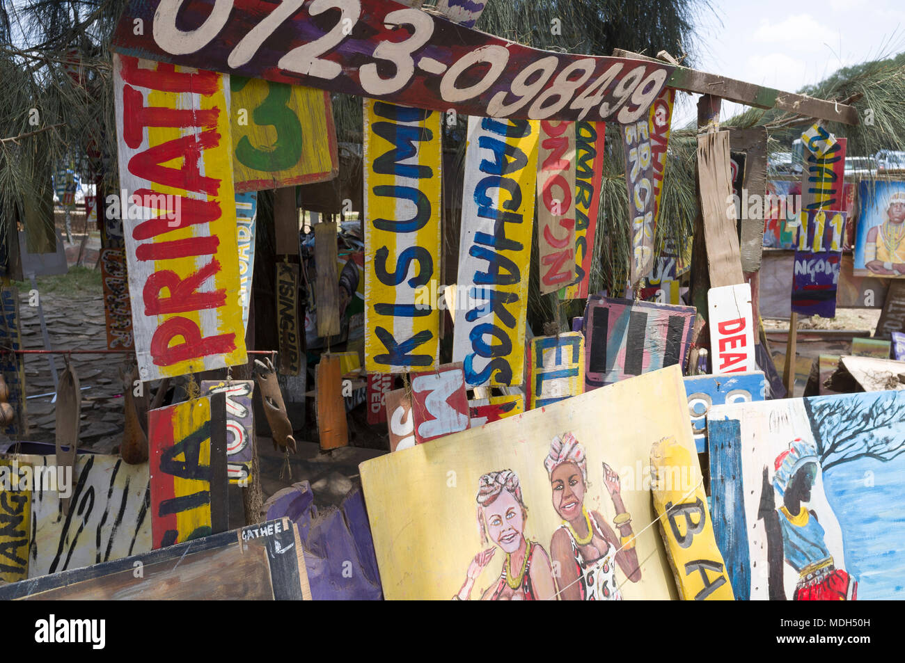 Sign Painters stall, Ngong Road, Nairobi, Kenya Stock Photo