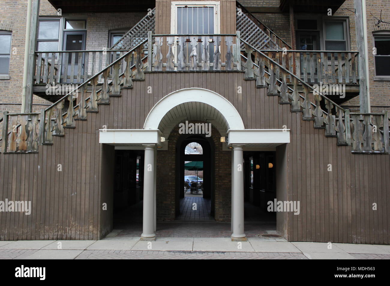 Back alley stairs near Pickwick Theater in an arts and crafts style