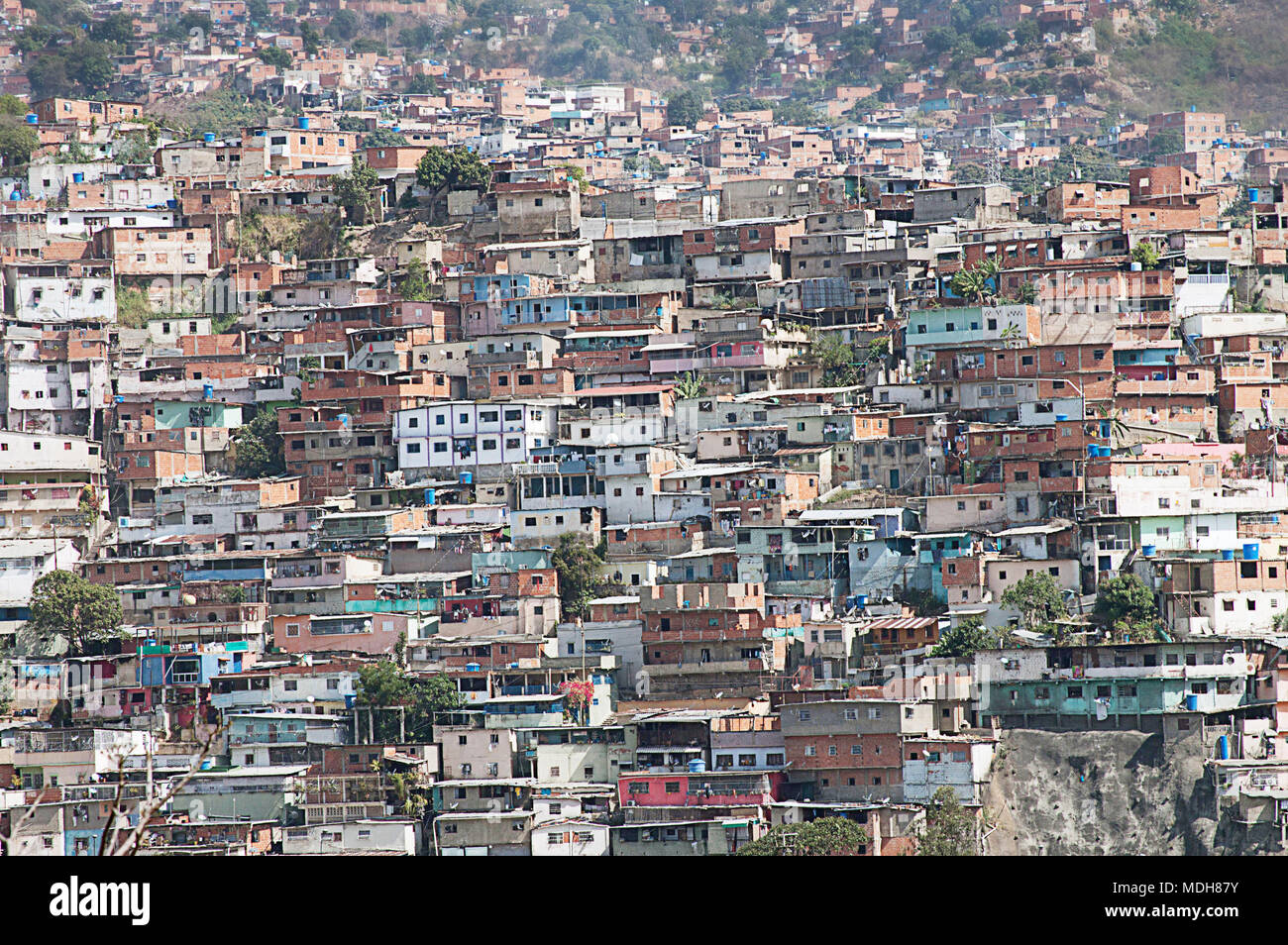 Shantytown, slum, built along hillside, city of Caracas, Caracas, Capital District, Venezuela, South America Stock Photo