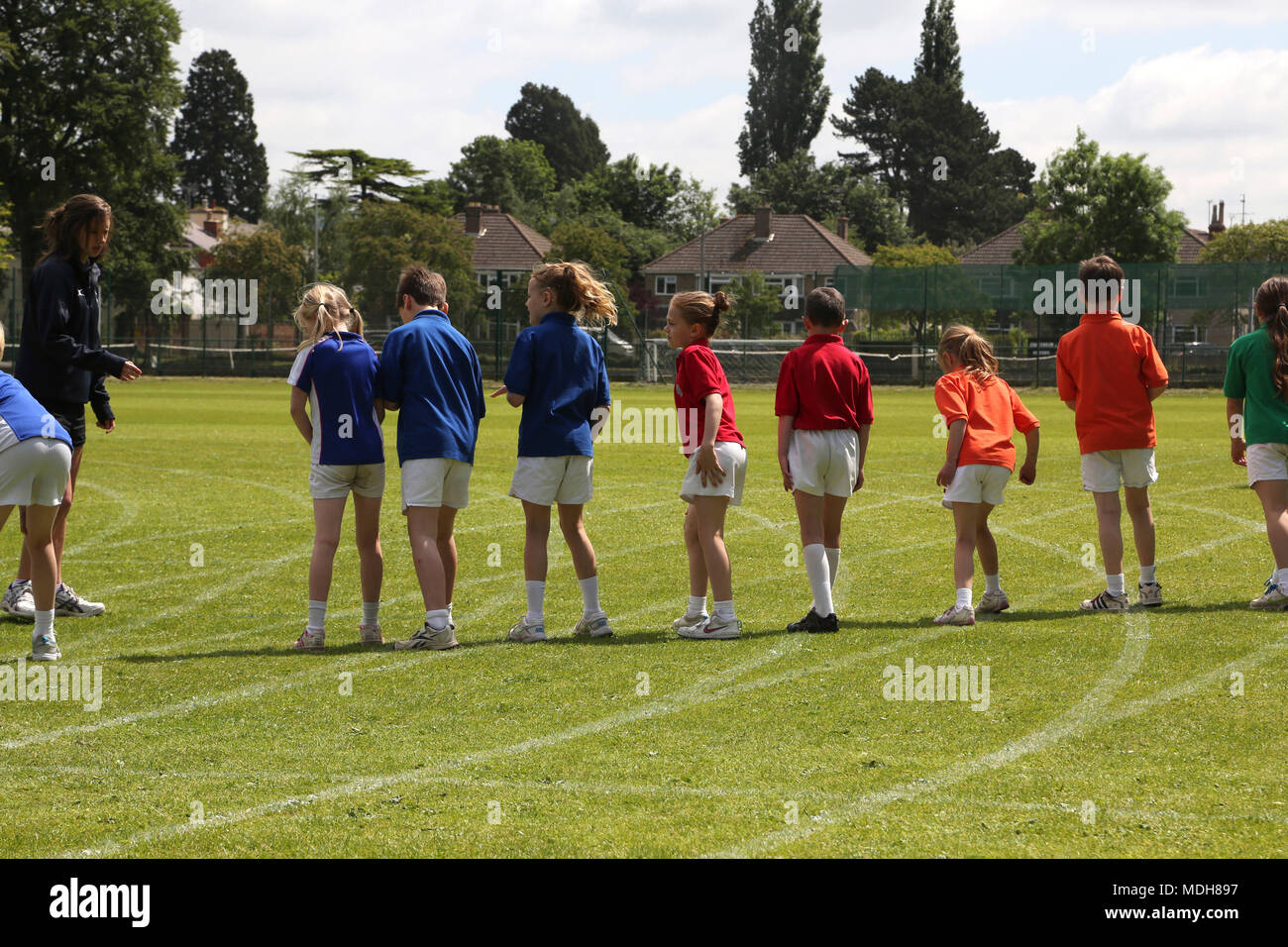 Children About to Start Race at School Sports Day England Stock Photo