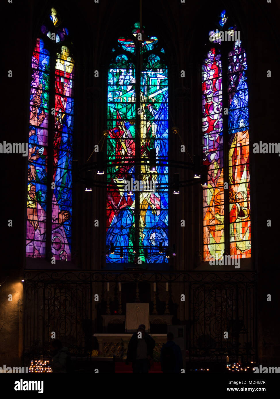 Cathedral of Saint-Etienne de Metz stained glass windows by Marc Chagall Stock Photo