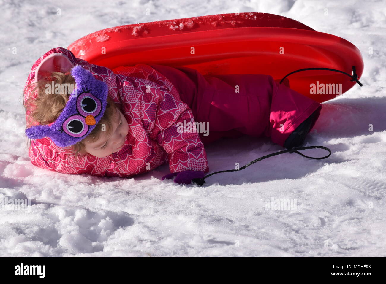 children sledding Steamboat Gulch, Idaho Stock Photo