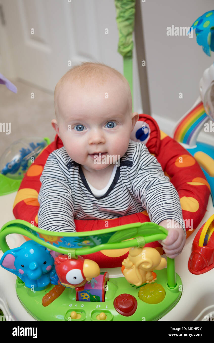 Baby in Jumperoo Stock Photo Alamy