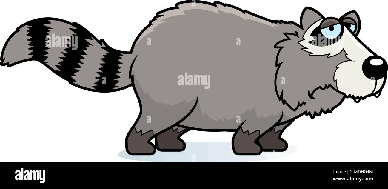 Little Sad Raccon A cartoon illustration of a raccoon looking sad Stock Vector Image ...