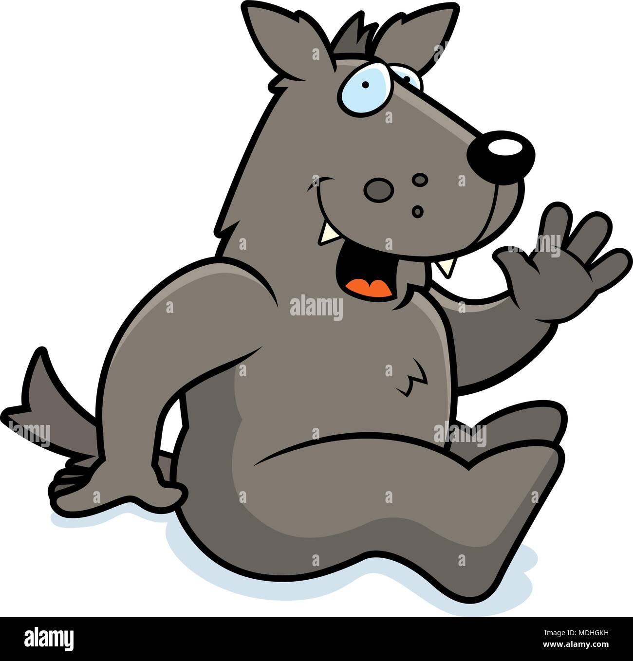 A cartoon illustration of a wolf sitting down. Stock Vector