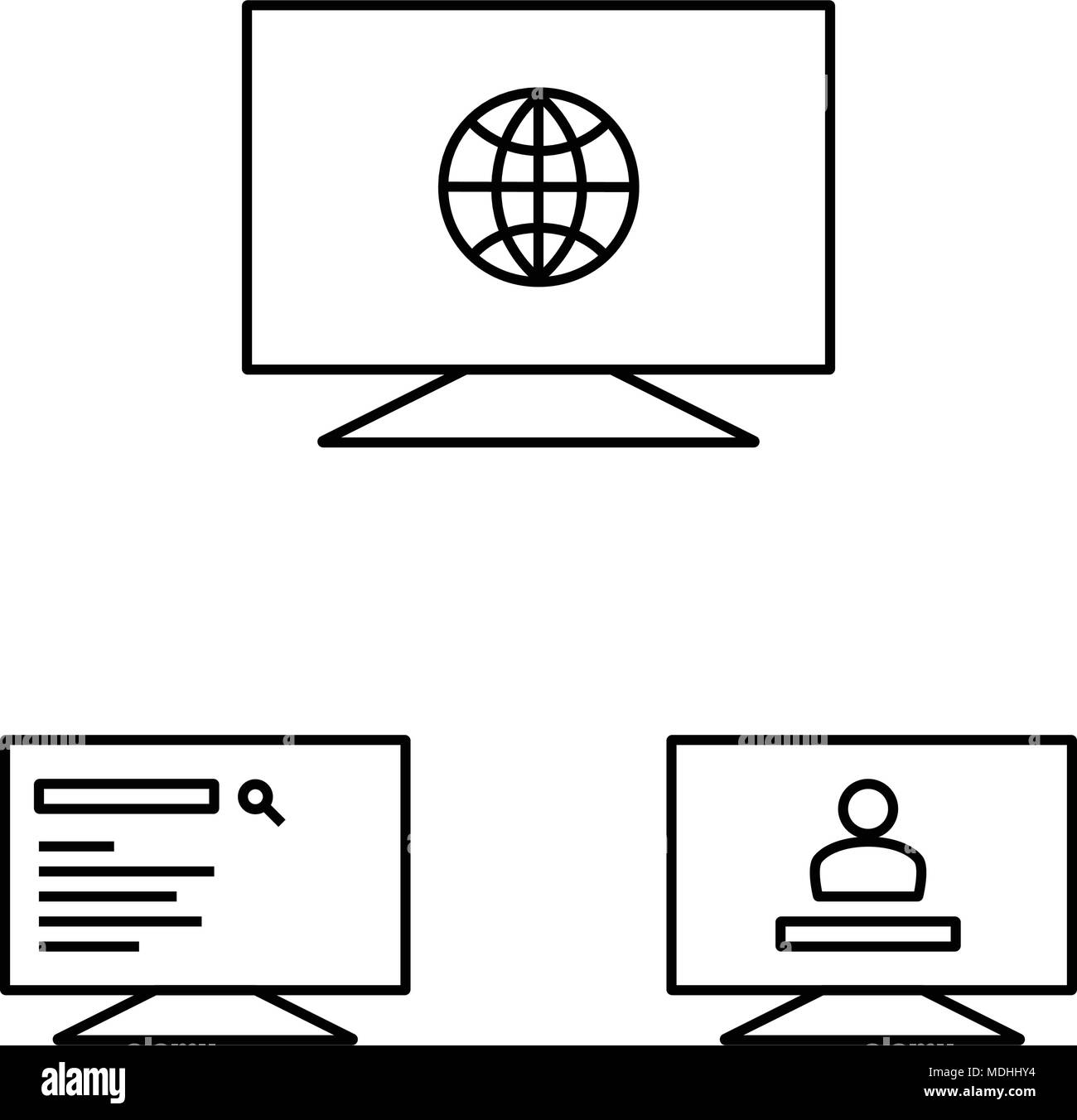Web operations on the monitors icon. Vector icon. outline style Stock Vector
