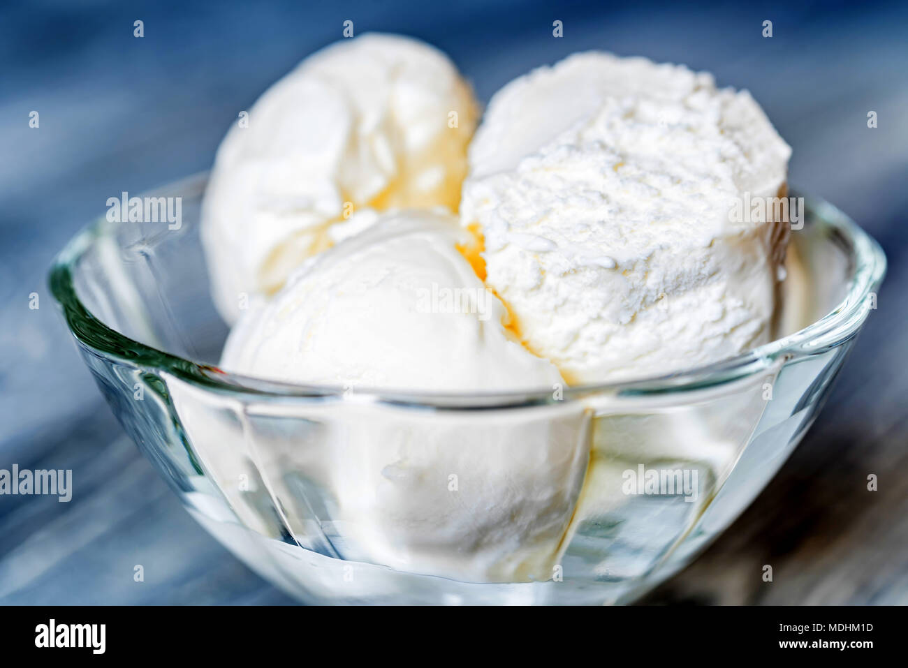 Delicious vanilla ice cream in glass bowl Stock Photo - Alamy