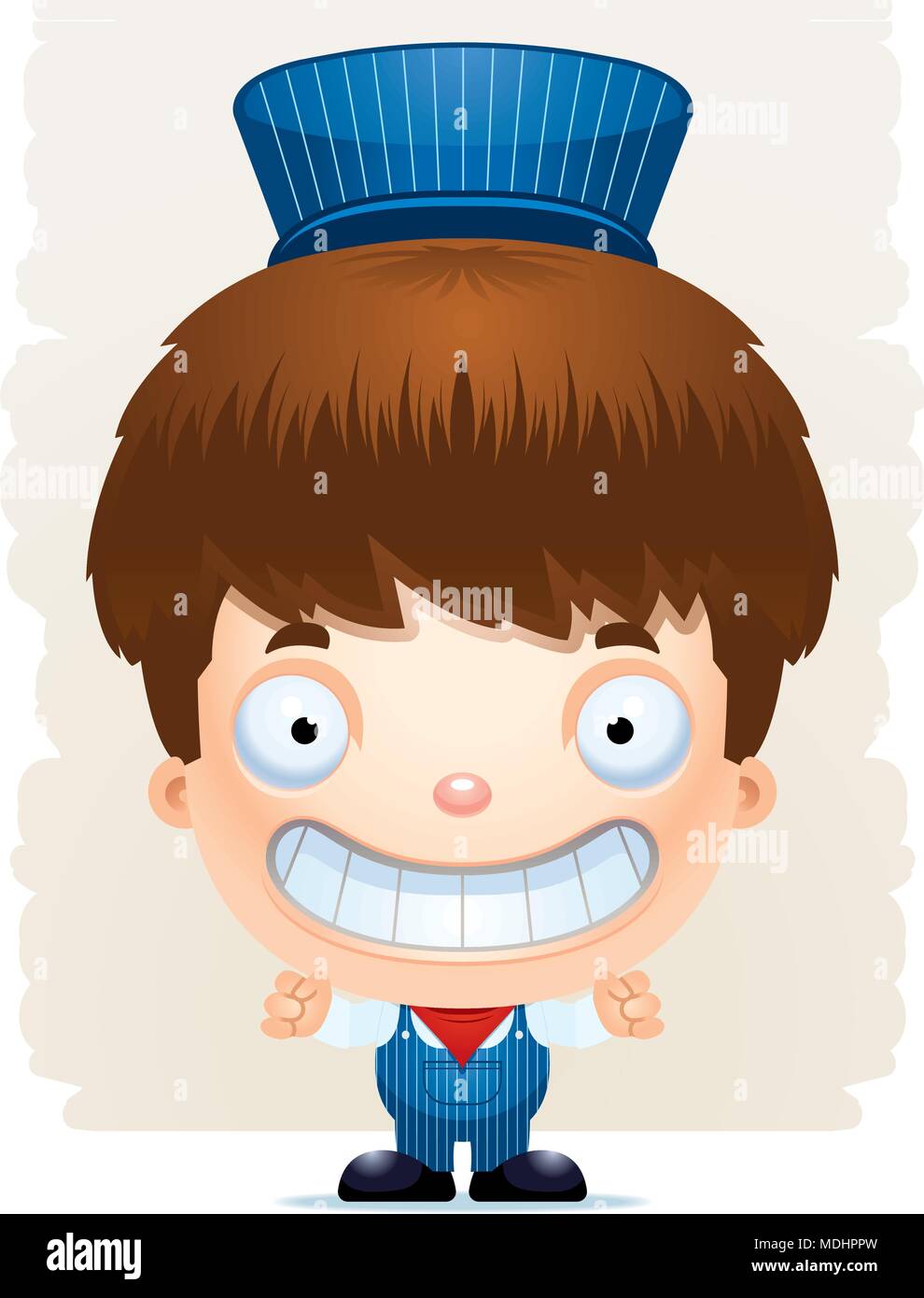 A cartoon illustration of a boy train conductor smiling Stock Vector Image  & Art - Alamy
