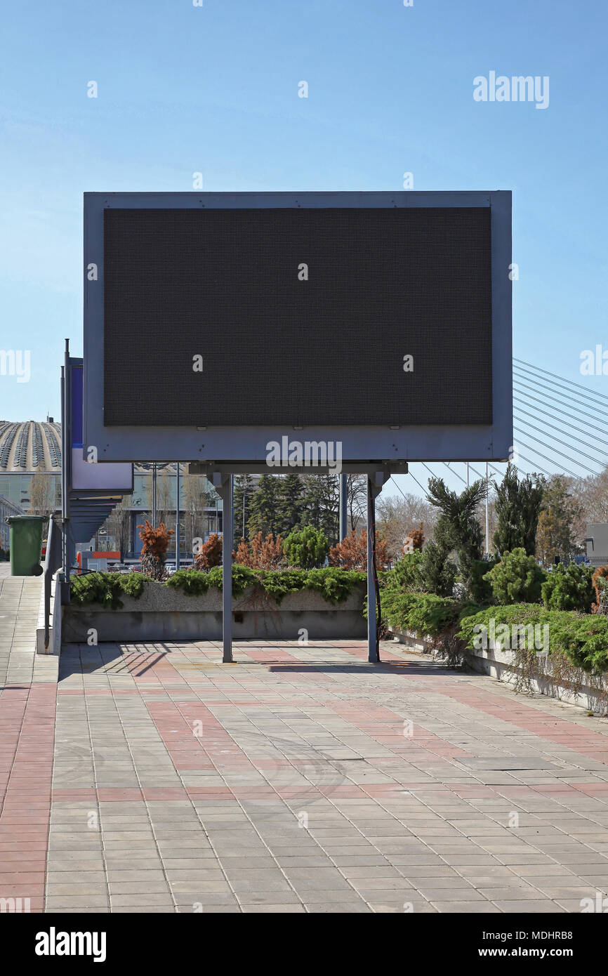 Empty Black LED Digital Billboard Screen for Advertising Stock Photo