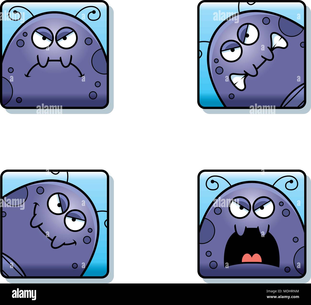 A cartoon icon set of a fly with angry expressions Stock Vector Image ...