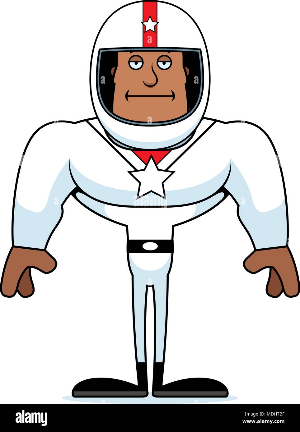 A cartoon race car driver looking bored. Stock Vector