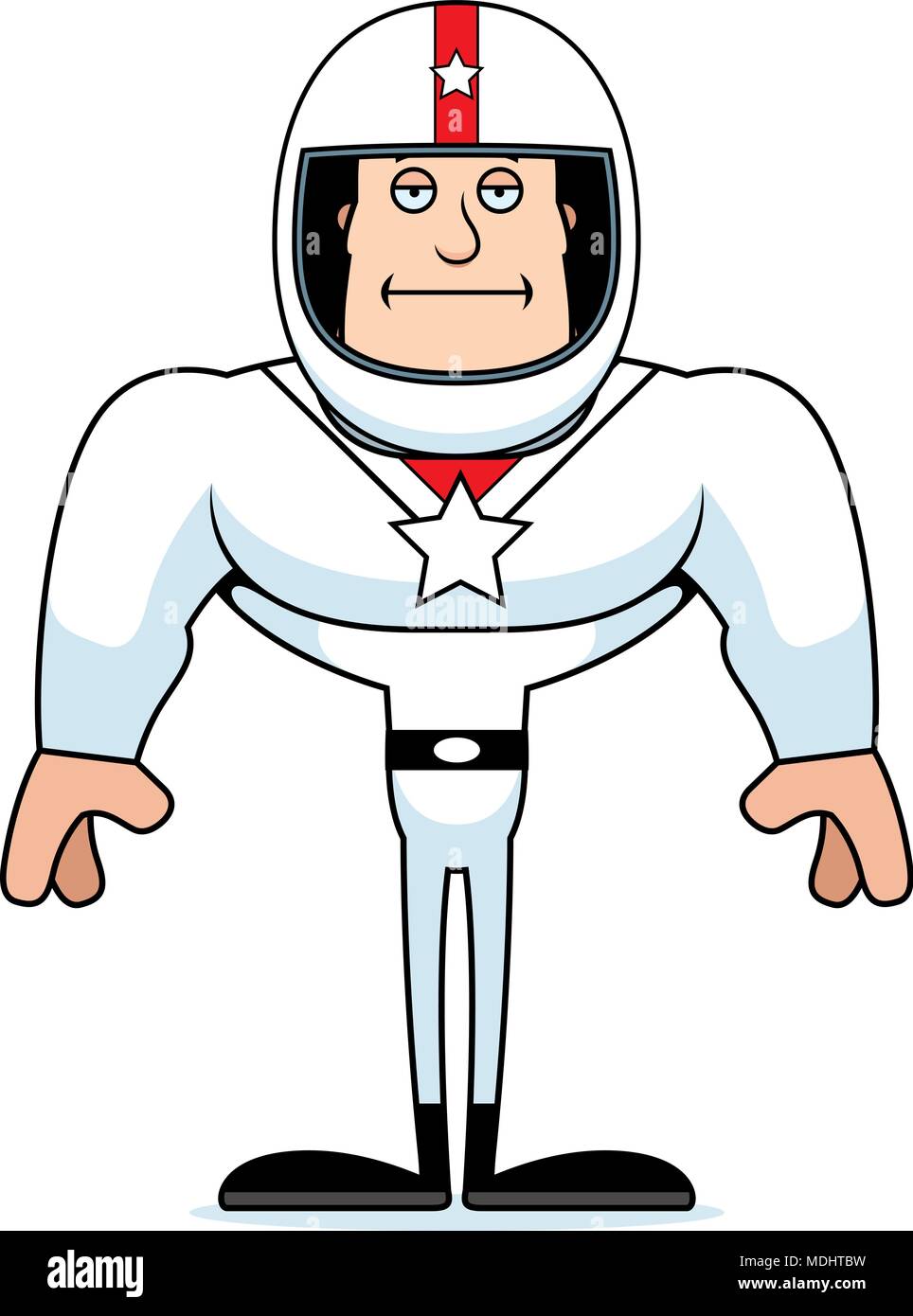 A cartoon race car driver looking bored. Stock Vector