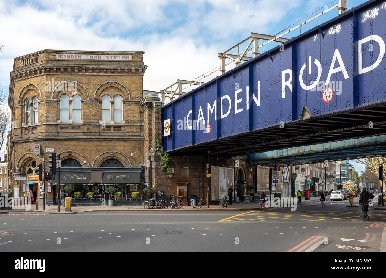 Camden Road Overground station and railway bridge, Camden Town, London Stock Photo