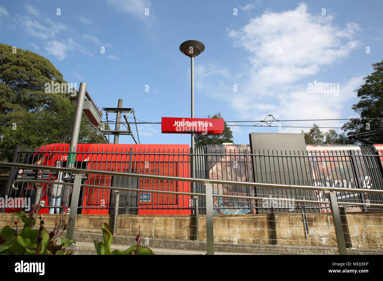 Jubilee Park, Light rail station, Glebe, Sydney, Australia Stock Photo