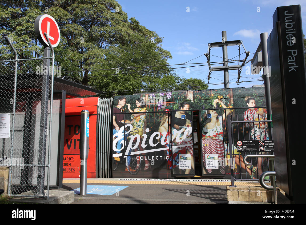 Jubilee Park, Light rail station, Glebe, Sydney, Australia Stock Photo