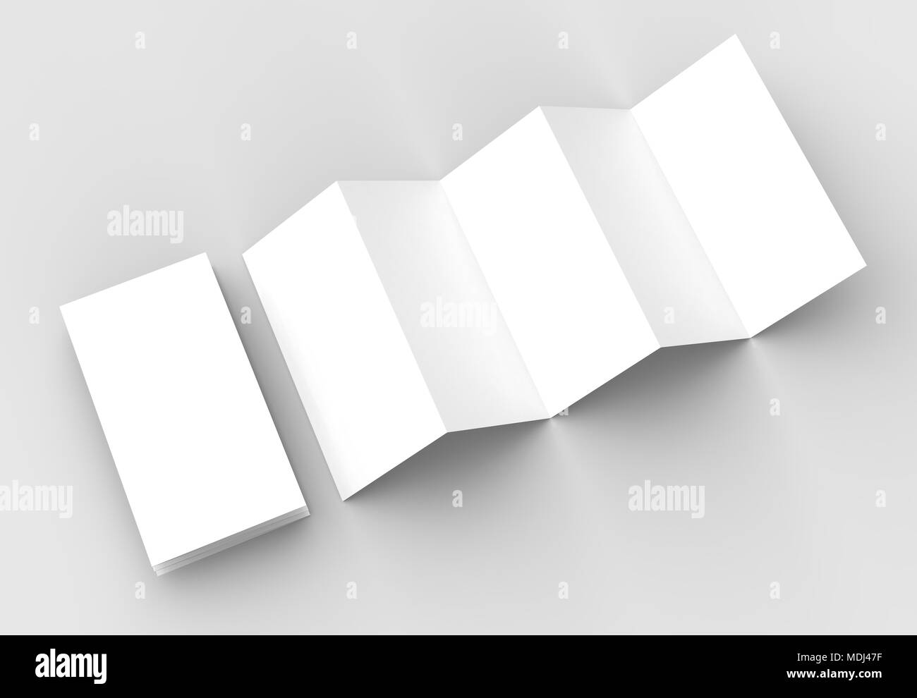 10 page leaflet, 5 panel accordion fold vertical brochure mock up