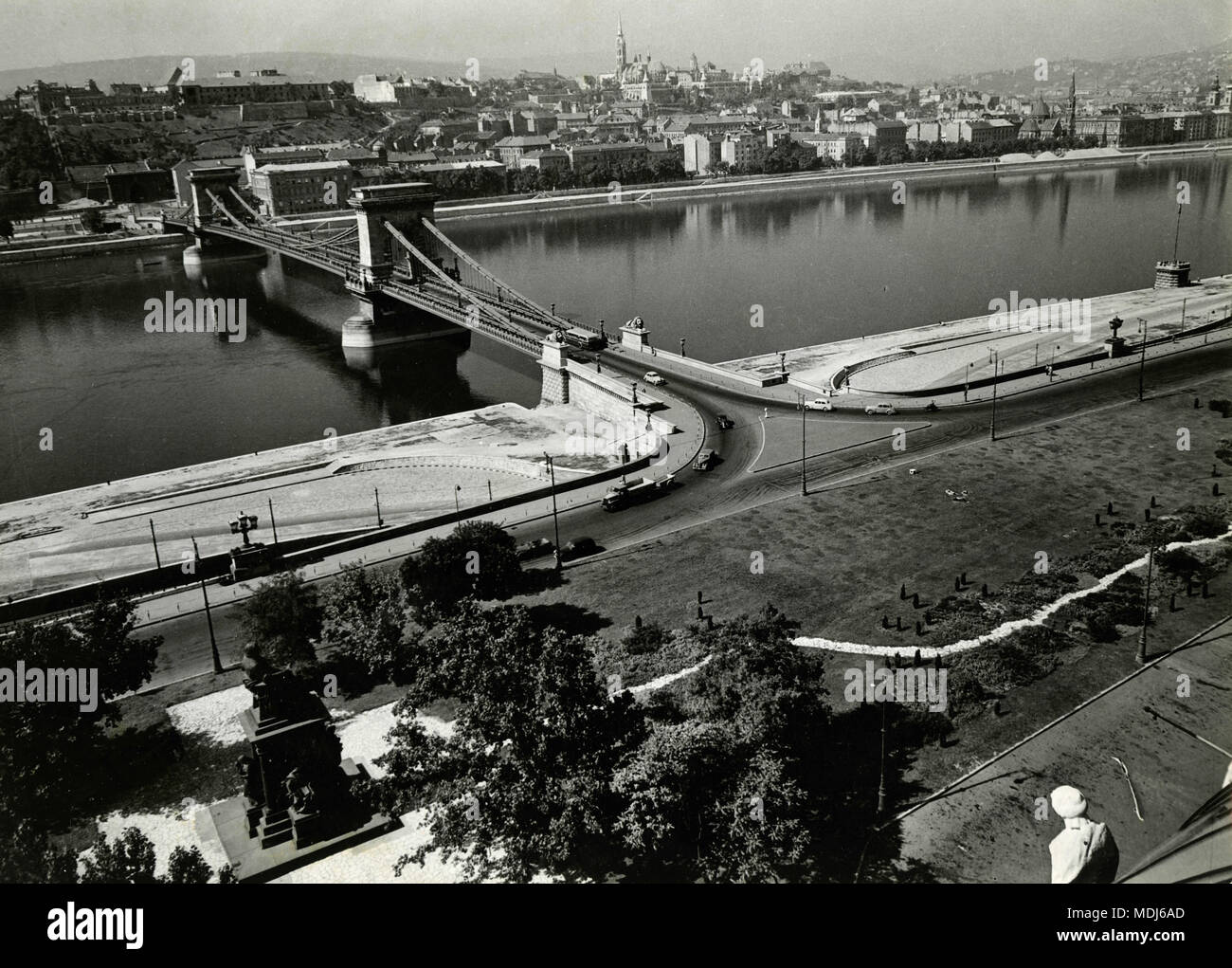 The Chain bridge, Budapest, Hungary 1950s Stock Photo Alamy