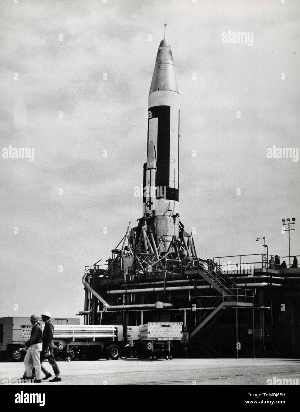 Atlas B Convair/General Dynamic missile X12, Cape Canaveral, USA 1958 Stock Photo