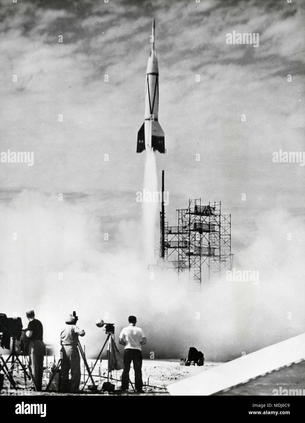 First rocket launch of Bumper V-2, Cape Canaveral, USA 1950 Stock Photo