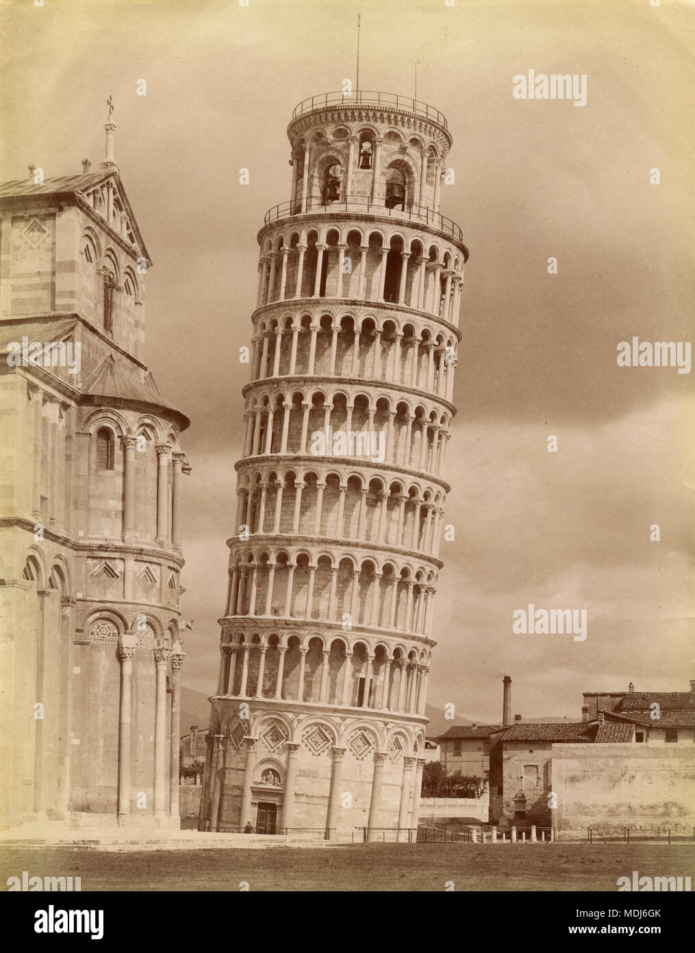 The leaning tower of Pisa, Italy 1880 Stock Photo