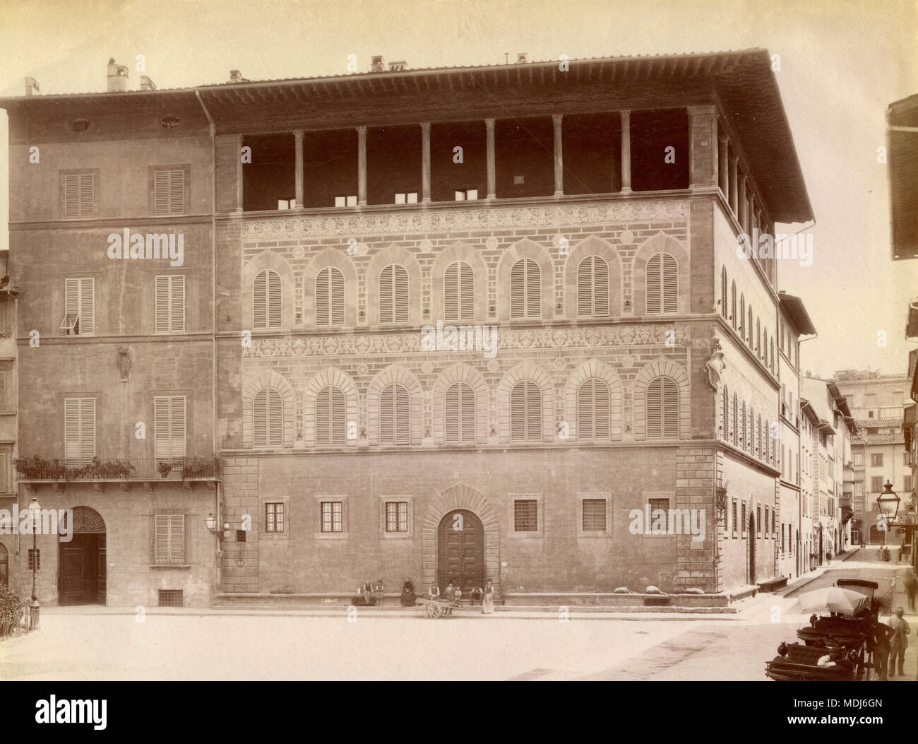 Palazzo Guadagni in Holy Spirit square, Florence, Italy 1880 Stock Photo -  Alamy
