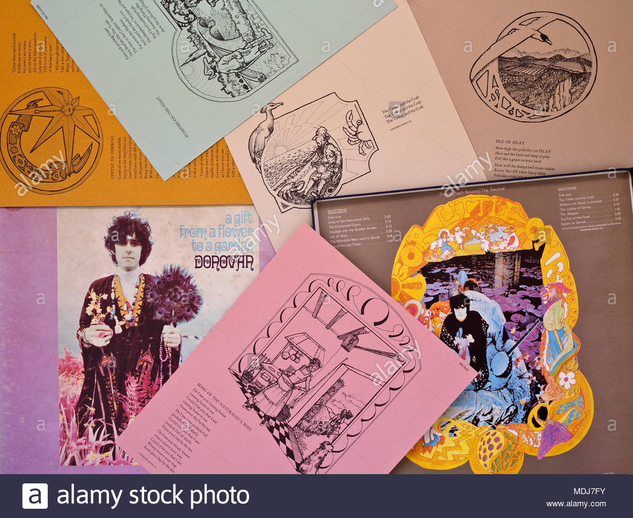 A Gift From A Flower To A Garden Donovan Vinyl Lp With Lyrics Sheets Top Down Stock Photo Alamy
