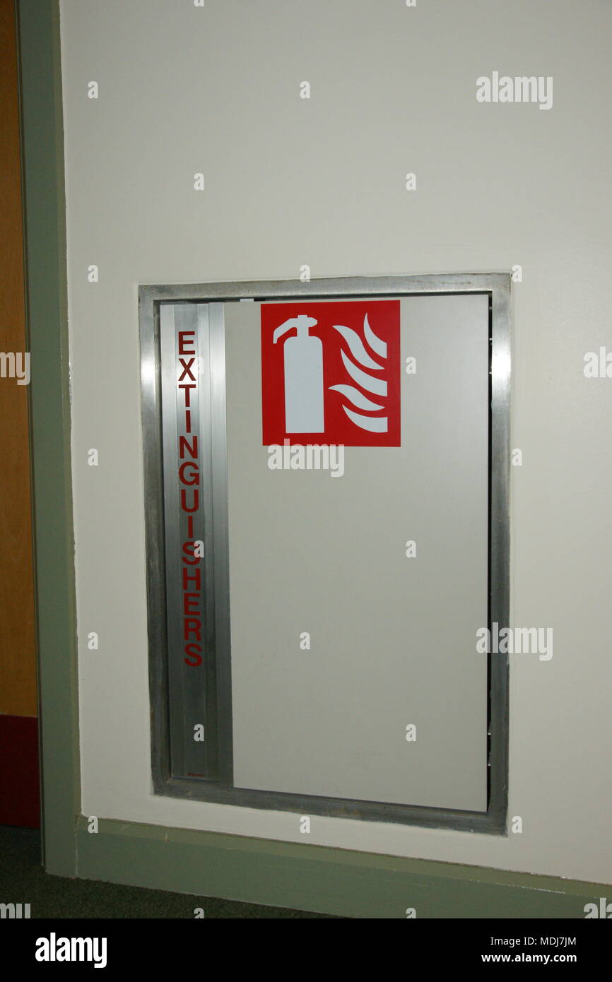 High Rise Building Fire Extinguisher Storage Cabinet Stock Photo