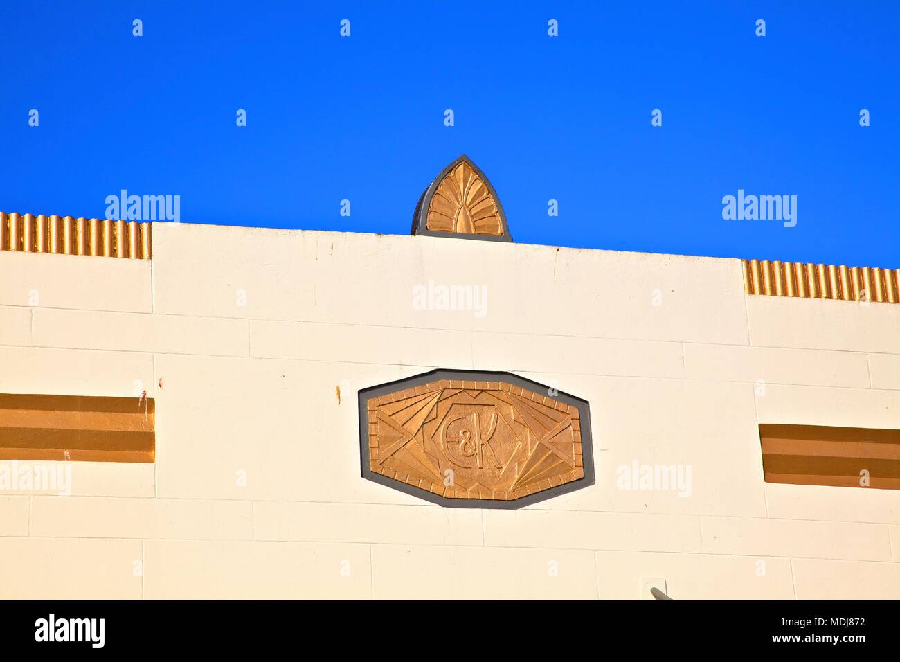 Art Deco Building, Hastings, Hawkes Bay, New Zealand, South West Pacific Ocean. Stock Photo
