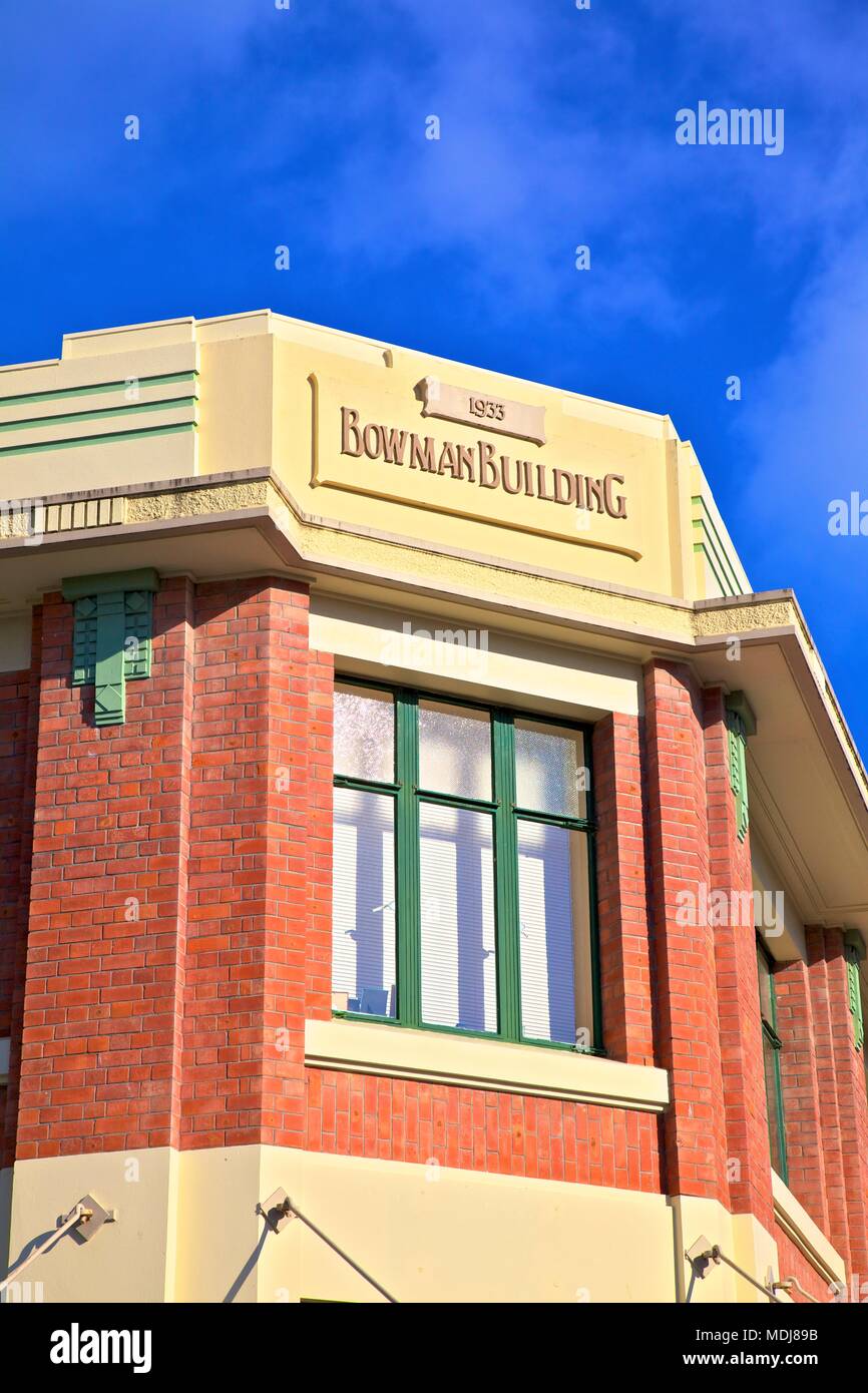 Bowman Art Deco Building, Napier, Hawkes Bay, New Zealand, South West Pacific Ocean Stock Photo