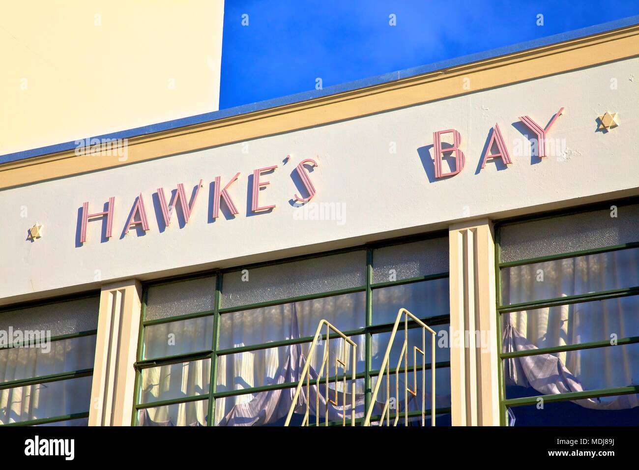 Hawkes Bay Chambers Art Deco Building, Napier, Hawkes Bay, New Zealand, South West Pacific Ocean Stock Photo